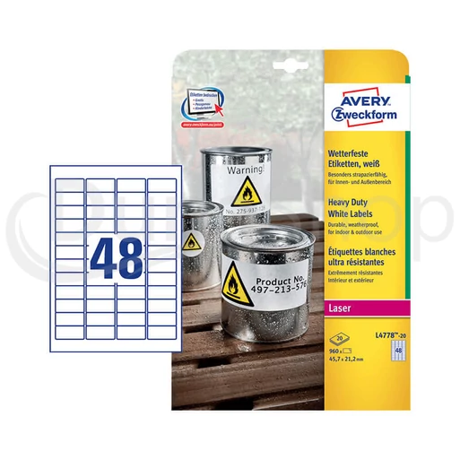 Avery Zweckform hárkové print etikety L4778-20
