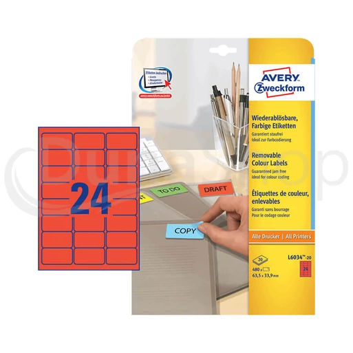Avery Zweckform hárkové print etikety L6034-20